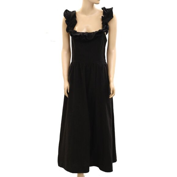 Free People Free Est Ruffle It Up Midi Dress Billowy Cotton Smocked M New 278366 - Picture 3 of 6